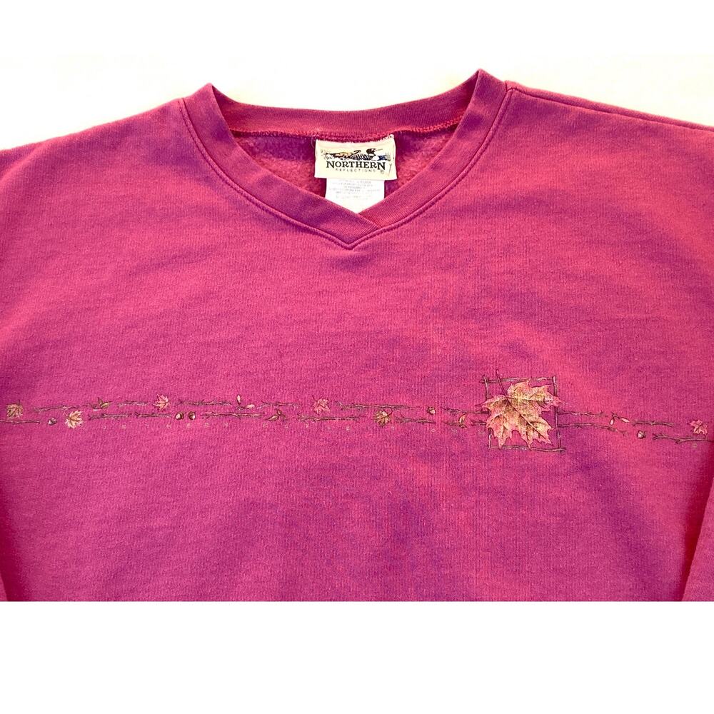 Northern Reflections Vintage V-Neck Sweatshirt Leaves Large